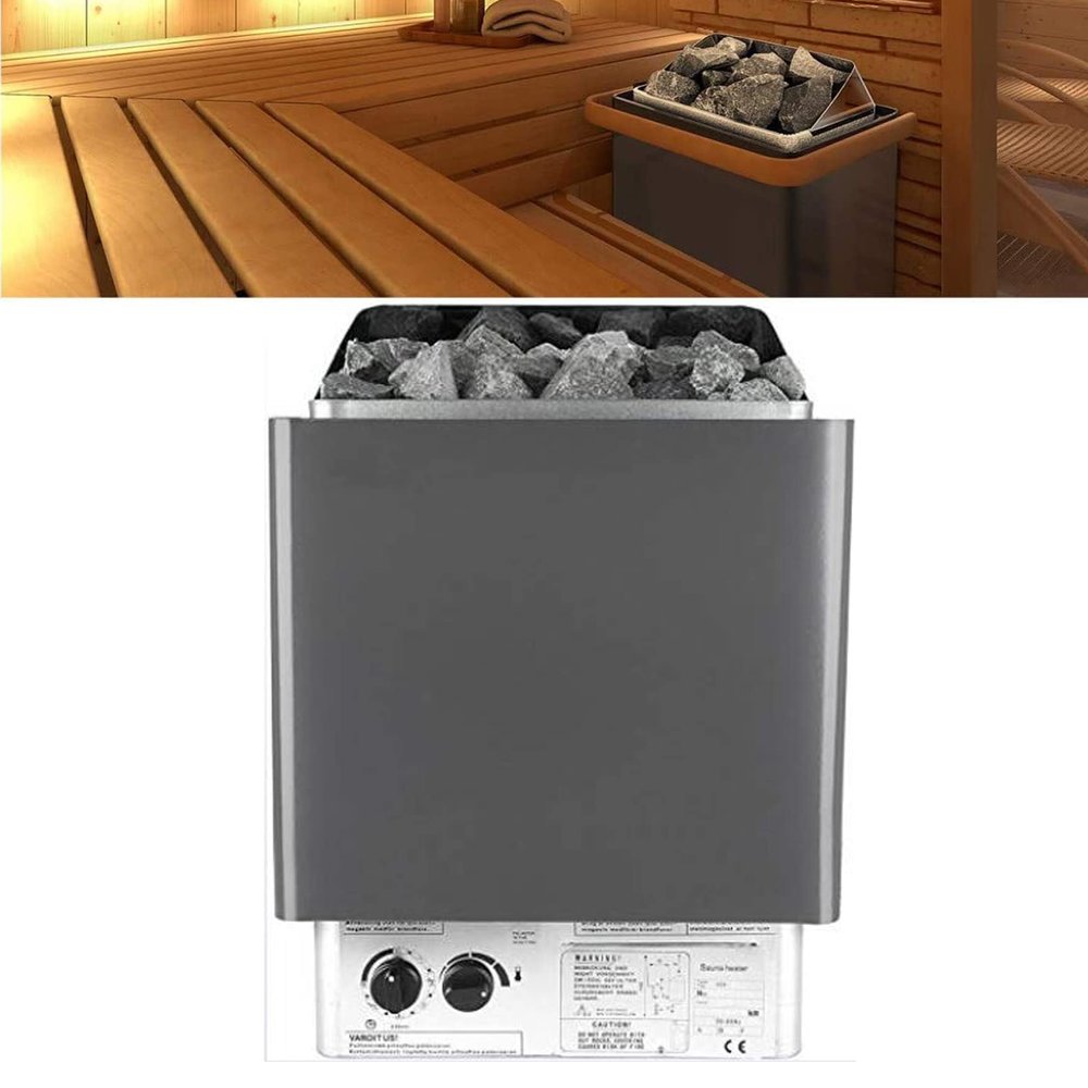YXFAZPP Home Sauna,Stainless Steel Sauna Oven for Home Bathroom Finnish Electric Sauna Heater Sauna Set Wall Mount Installation Thermostat Control Built-In Electric Sauna Oven (9KW)
