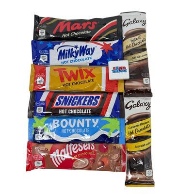 Boxed Treatz Hot Chocolate Gift Set with 8 Flavoured Sachets, 25g Each, Christmas Hamper Collection with Neapolitan Chocolate