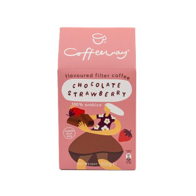 Coffeeway Chocolate Strawberry Flavoured Ground Coffee, 1600 g (8 x 200 g)