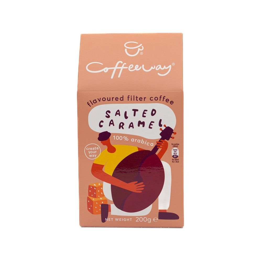 Coffeeway Salted Caramel Flavoured Ground Coffee, 1600 g (8 x 200 g)