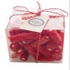 BUMBLEDUKES SWEETS GIFT CUBE: FESTIVE FROSTED STRAWBERRY & CREAM PIPES - RETRO CANDY BOX view 1