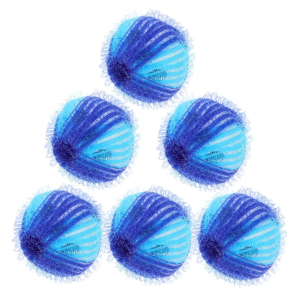 HOMSFOU Washing Machine Lint Hair Remover Balls 6pcs Small Blue Anti-winding Laundry Fur Catcher Reusable Pet Hair Remover for Clothes Cleaning
