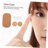 FRCOLOR Retro Leather Wood Grain Box Cosmetic Lens Organizer Portable Case for Girls Contacts Storage view 2