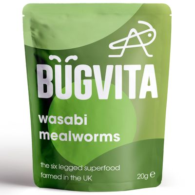 Bugvita Wasabi Mealworms - Ready to Eat, Crunchy High Protein Snack - Sustainable & Made in the UK