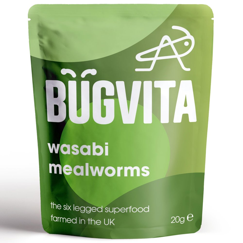 Bugvita Wasabi Mealworms - Ready to Eat, Crunchy High Protein Snack - Sustainable & Made in the UK