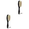 HONMEET 2pcs Dense Wool Brush for Mustache and Beard Styling Curved Handle Shaving Brush for Men Face Cleaning for Household and Barber Shop Use view 1