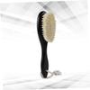 HONMEET 2pcs Dense Wool Brush for Mustache and Beard Styling Curved Handle Shaving Brush for Men Face Cleaning for Household and Barber Shop Use view 2