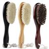 HONMEET 2pcs Dense Wool Brush for Mustache and Beard Styling Curved Handle Shaving Brush for Men Face Cleaning for Household and Barber Shop Use view 3