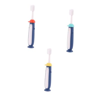 FRCOLOR 3pcs Boy Girl's Toothbrush Cartoon Manual Boys and Girls Toothbrush Soft Bristles for Teeth Cleaning Brush Dental Care Tool for Girl First Use Random Color
