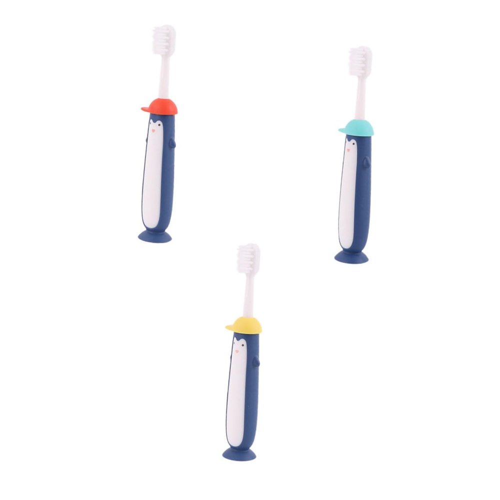 FRCOLOR 3pcs Boy Girl's Toothbrush Cartoon Manual Boys and Girls Toothbrush Soft Bristles for Teeth Cleaning Brush Dental Care Tool for Girl First Use Random Color