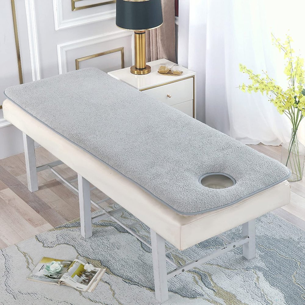 3cm Thick Square Head Beauty Bed Mattress in Solid Gray Color for Spa Massage Table Salon Foam Mattress Topper with Cushions 70x190cm