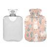 1L Large Hot Water Bottle with Soft Cover, Cute Cartoon Llamas and Cactus Transparent Hot Water Bags for Hot and Cold Compress, Menstrual Cramps, Neck and Shoulder Pain Relief view 1