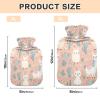 1L Large Hot Water Bottle with Soft Cover, Cute Cartoon Llamas and Cactus Transparent Hot Water Bags for Hot and Cold Compress, Menstrual Cramps, Neck and Shoulder Pain Relief view 2