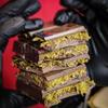 Premium Dubai Chocolate XL Size Handmade Daily Fresh 200 gr +-10 in Kadayif Antep Pistachio Pistachio Paste and Gold series Chocolate Dubai Cikolatasi 16 cm x 8 cm x 2.5 cm 1 piece by BAKKALIM UK view 3