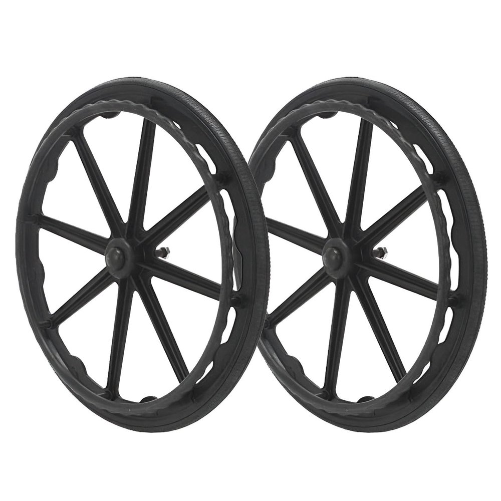 24 Inch Wheelchair Rear Wheel Replacement Integrally Formed Solid Tires Set of 2, Black Wheelchair Accessories with Bearings12.0mm