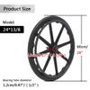 24 Inch Wheelchair Rear Wheel Replacement Integrally Formed Solid Tires Set of 2, Black Wheelchair Accessories with Bearings12.0mm view 2
