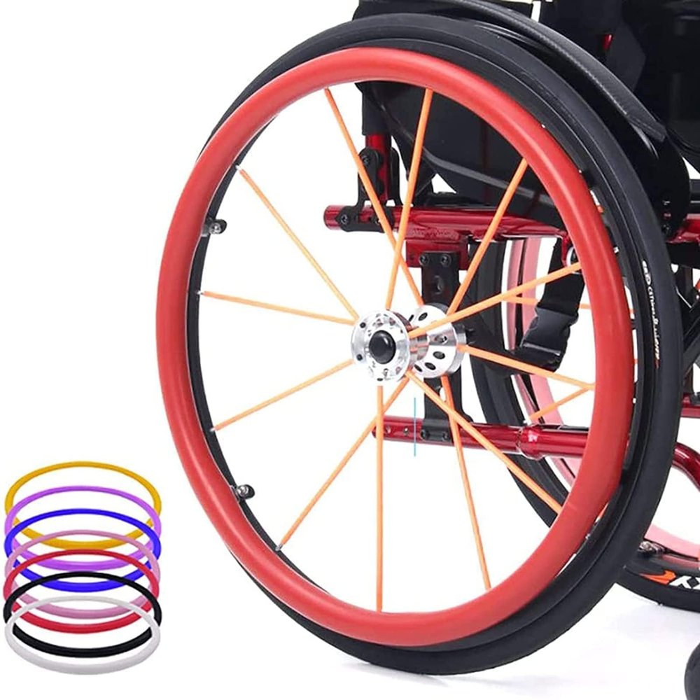 UYSELA 1 Pair Hand Push Cover, 20/22/24-Inch Wheelchair Push Rim Covers, Wheelchair Rear Wheel Push Ring Silicone Protective Cover, Wheelchair Accessories,B-20in