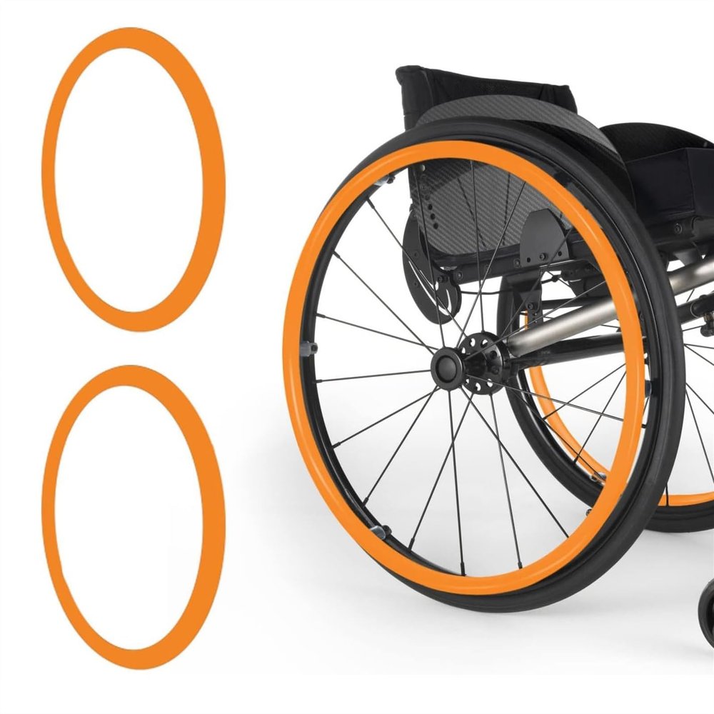 UYSELA Wheelchair Push Rim Covers, 20/22/24-inch Non-Slip Wheelchair Push Rim Grips, 1 Pair Silicone Wheelchair Hand Push Cover, Rear Wheel Grips Cover,24in-Orange
