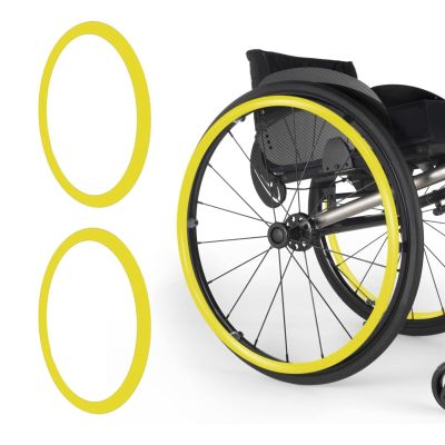 UYSELA Wheelchair Push Rim Covers, 20/22/24-inch Non-Slip Wheelchair Push Rim Grips, 1 Pair Silicone Wheelchair Hand Push Cover, Rear Wheel Grips Cover,24in-Yellow