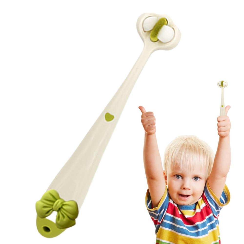3 Sided Soft Bristle Toothbrush | Bowtie Design Training Toddler Toothbrush | High Efficient Easy-Grip Handle Toothbrush for Ages 1-4 Years, Deeply and Thoroughly to Clean Teeth and Gums