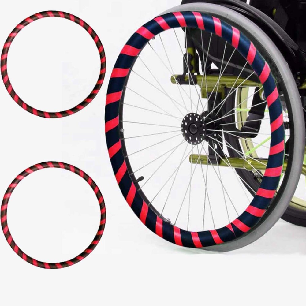 UYSELA 1 Pair Silicone Wheelchair Push Rim Covers, 20/22/24 Inch Non-Slip Wear-Resistant Hand Push Cover, Wheelchair Accessories, Improving Grip and Traction,A-24in