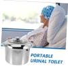 KOMBIUDA Stainless Steel Spittoon Covered Boy Girl Night Urinal Bed Pan for Home Bathroom Portable Commode view 2