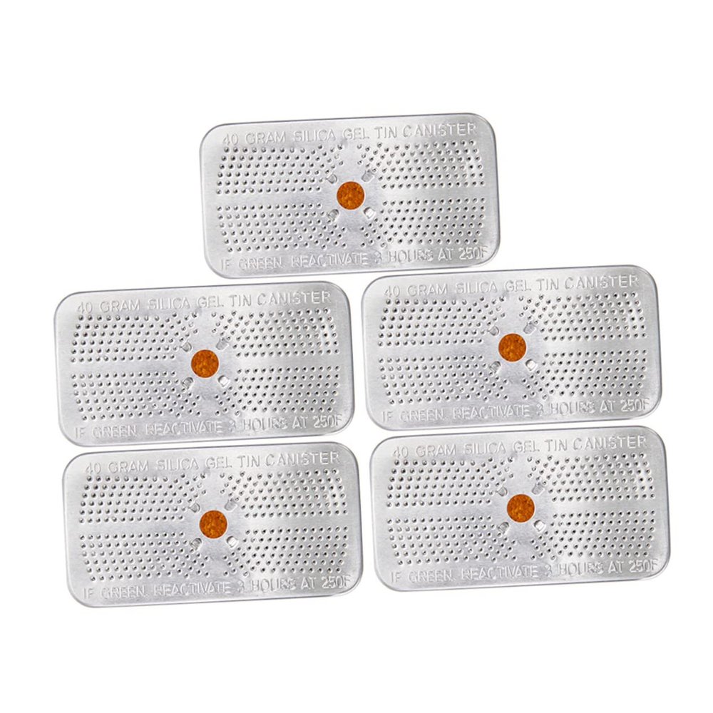 GLEAVI Silica Gel Packets Moisture Absorber 5Pcs 40 Gram Reusable Desiccant Color Changing Indicator for Storage Electronics Camera Bag Toolbox Safe