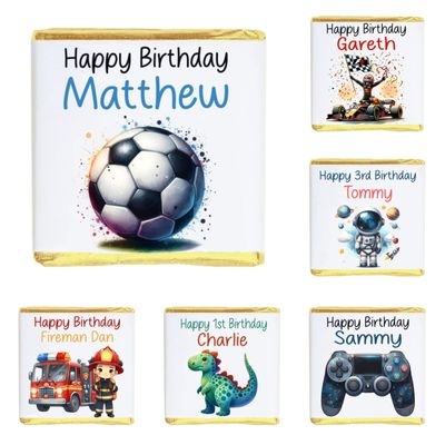 Personalised Boy Milk Chocolate Neapolitans Coins Sweets Happy Birthday Merry Christmas Astronaut Space Football Footballer Dinosaur Fireman Racing Car Formula One (50, Gold Neapolitan)