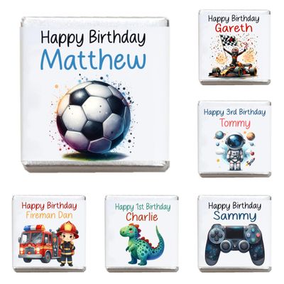 Personalised Boy Milk Chocolate Neapolitans Coins Sweets Happy Birthday Merry Christmas Astronaut Space Football Footballer Dinosaur Fireman Racing Car Formula One (10, Silver Neapolitan)