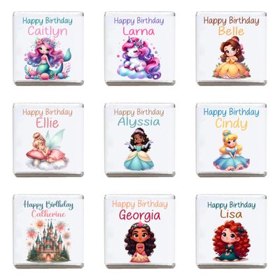 Personalised Girl Chocolate Neapolitans Coins Love Heart Rolls Cute Birthday Present Gifts Christening Baptism Baby Shower Princess Fairy Mermaid Castle (50, Silver Neapolitan)