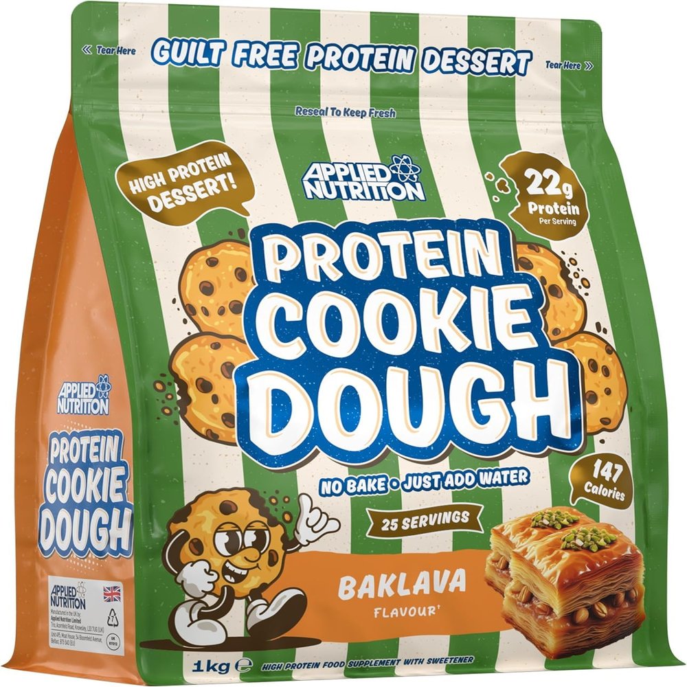 Applied Nutrition Protein Cookie Dough 1kg  High Protein Snack, Over 22g of Protein Per Serving, Ready-to-Eat Low Calorie, Healthy Treat (1kg  25 Servings) (Baklava)