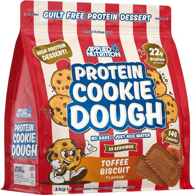 Applied Nutrition Protein Cookie Dough 1kg  High Protein Snack, Over 22g of Protein Per Serving, Ready-to-Eat Low Calorie, Healthy Treat (1kg  25 Servings) (Toffee Biscuit)