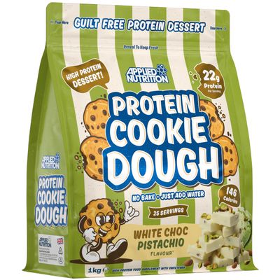 Applied Nutrition Protein Cookie Dough 1kg  High Protein Snack, Over 22g of Protein Per Serving, Ready-to-Eat Low Calorie, Healthy Treat (1kg  25 Servings) (White Choco Pistachio)