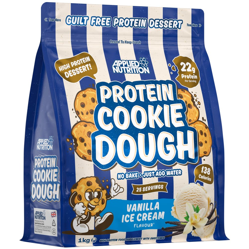 Applied Nutrition Protein Cookie Dough 1kg  High Protein Snack, Over 22g of Protein Per Serving, Ready-to-Eat Low Calorie, Healthy Treat (1kg  25 Servings) (Vanilla Ice Cream)