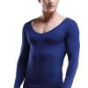 Rrongwn Thermal Underwear for Men Breathable Thermoactive Functional Underwear Soft Warm Ski Underwear Warm Thermal Underwear V Neck Sports Compression Suit Thermal Vest, blue, L view 2