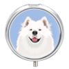 Round Pill Box Samoyed Buddy Dog Portable Pill Case Medicine Organizer Vitamin Holder Container with 3 Compartments view 1