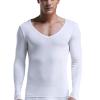 Rrongwn Thermal Underwear for Men Breathable Thermoactive Functional Underwear Soft Warm Ski Underwear Warm Thermal Underwear V Neck Sports Compression Suit Thermal Vest, White, XL view 2