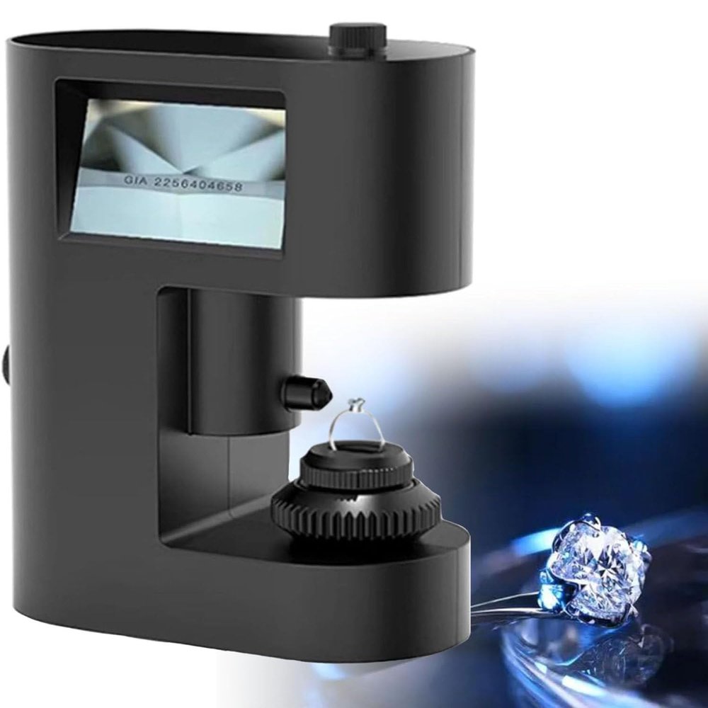 DPLXFPP Diamond Inscription Viewer, 30-200X Diamond Waist Code Microscope, LCD Digital Microscope Biological Microscope Kit Accurate Identification, for Jewelry