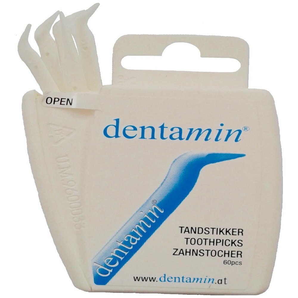 AROBA 60 Dentamine Toothpicks Pocket Box, Pack of 60 Toothpicks in Practical Dispenser Box