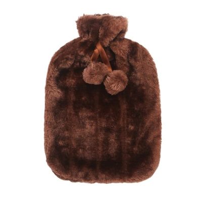 CaFfen Hot Water Bottle 2000ml Large Hot Water Bag With Cover For Winter Plush Hand Feet Warmer Fluffy Faux Fur Water Bottle Cover For Hot Water Hot Water Bag(Brown)
