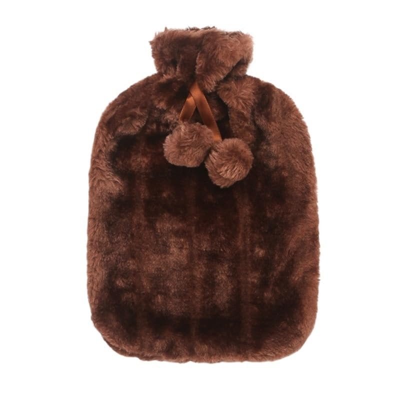 CaFfen Hot Water Bottle 2000ml Large Hot Water Bag With Cover For Winter Plush Hand Feet Warmer Fluffy Faux Fur Water Bottle Cover For Hot Water Hot Water Bag(Brown)