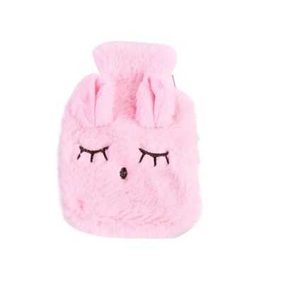 Hot Water Bottle 2 PCS Portable Plush Rabbit Hand Po Warm Water Bottle Stress Pain Relief Therapy Hand Warmer Girls Pocket Hand Feet Hot Water Bag Hot Water Bag(Pink color)