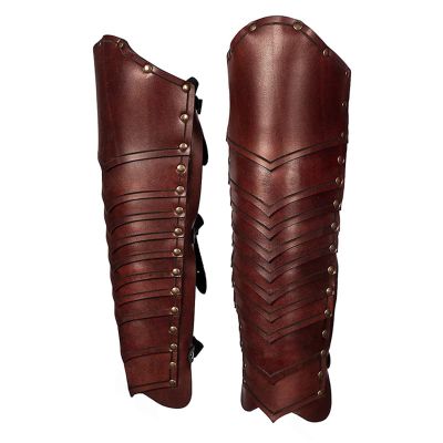 MDFCZXP Retro Warrior Leg Covers Adjustable Gothic Armor Leg Guard Boot Covers for Men Women Cosplay,Brown,40cm