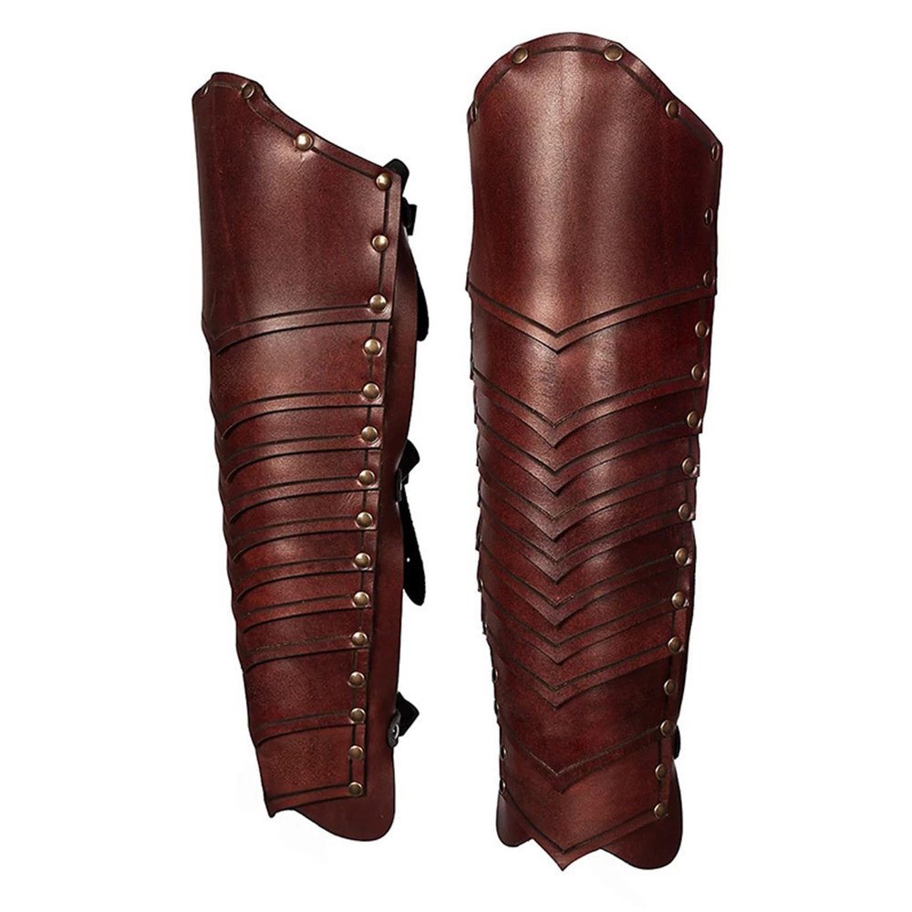 MDFCZXP Retro Warrior Leg Covers Adjustable Gothic Armor Leg Guard Boot Covers for Men Women Cosplay,Brown,40cm