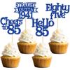 Ephlyn 24Pcs 85th Birthday Cupcake Toppers Glitter Straight Outta 1940 Cupcake Picks Hello 85 Cheers to 85 Years Cake Decorations for 85th Birthday Anniversary Party Decorations Supplies Blue view 1
