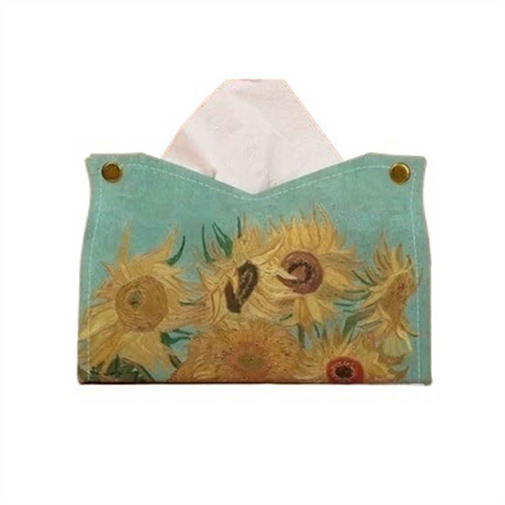 DFHS46JK Tissue Box Cover Tissue Box Cover Colourful Oil Painting PU Leather Tissue Holder Office Tissue Cover Napkin Dispenser Holder for Home Office In Living Room(Green)