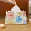 DFHS46JK Tissue Box Cover Tissue Box Cover Colourful Oil Painting PU Leather Tissue Holder Office Tissue Cover Napkin Dispenser Holder for Home Office In Living Room(Green) view 3