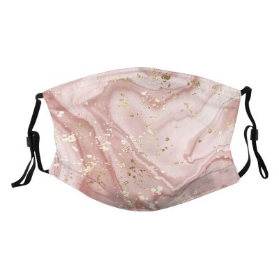 Reusable Cloth Face Mask,Rose Gold Marble Adult Washable Face Cover With Adjustable Earloops Nose Wire