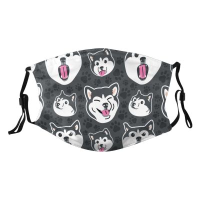 Reusable Cloth Face Mask,Cute Dog Husky Adult Washable Face Cover With Adjustable Earloops Nose Wire