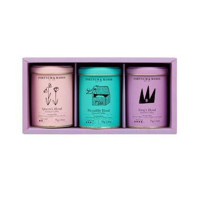 Fortnum and Mason House Blends Mini Coffee Selection - 3 x 75g Tins - Queen's, Piccadilly, and King's